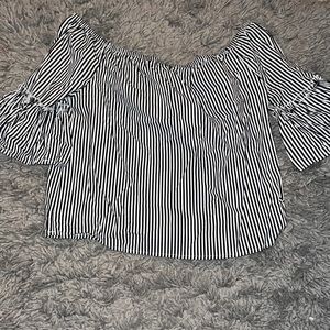 Forever 21 Striped Print Off Shoulder Blouse